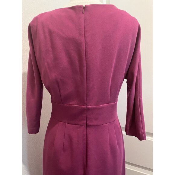 Trina Turk Sarafina Sheath Dress Pleated Crew Neck Orchid Size 10 Knee Length - Picture 11 of 12